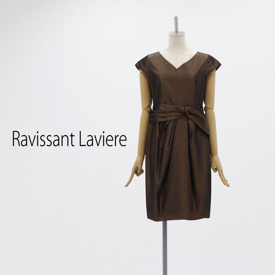 シャンブレー タフタ ワンピース(Lサイズ／ブラウン／Ravissant Laviere(ラヴィソン ラヴィエール)),春,夏,秋,冬,USED