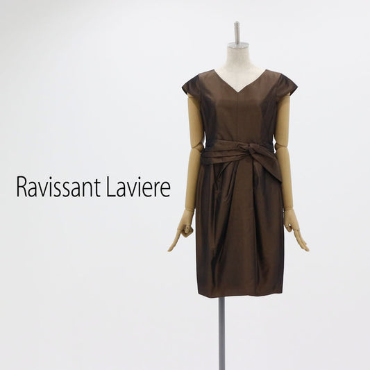 シャンブレー タフタ ワンピース(Lサイズ／ブラウン／Ravissant Laviere(ラヴィソン ラヴィエール)),春,夏,秋,冬,USED