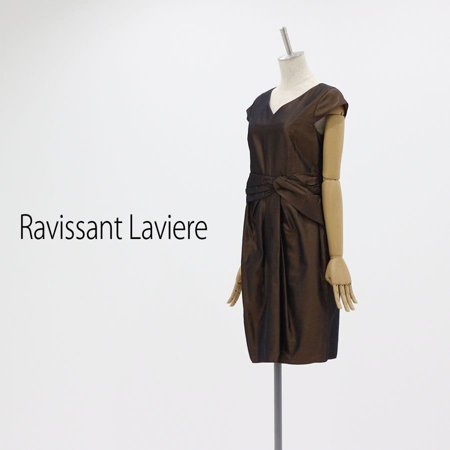シャンブレー タフタ ワンピース(Lサイズ／ブラウン／Ravissant Laviere(ラヴィソン ラヴィエール)),春,夏,秋,冬,USED