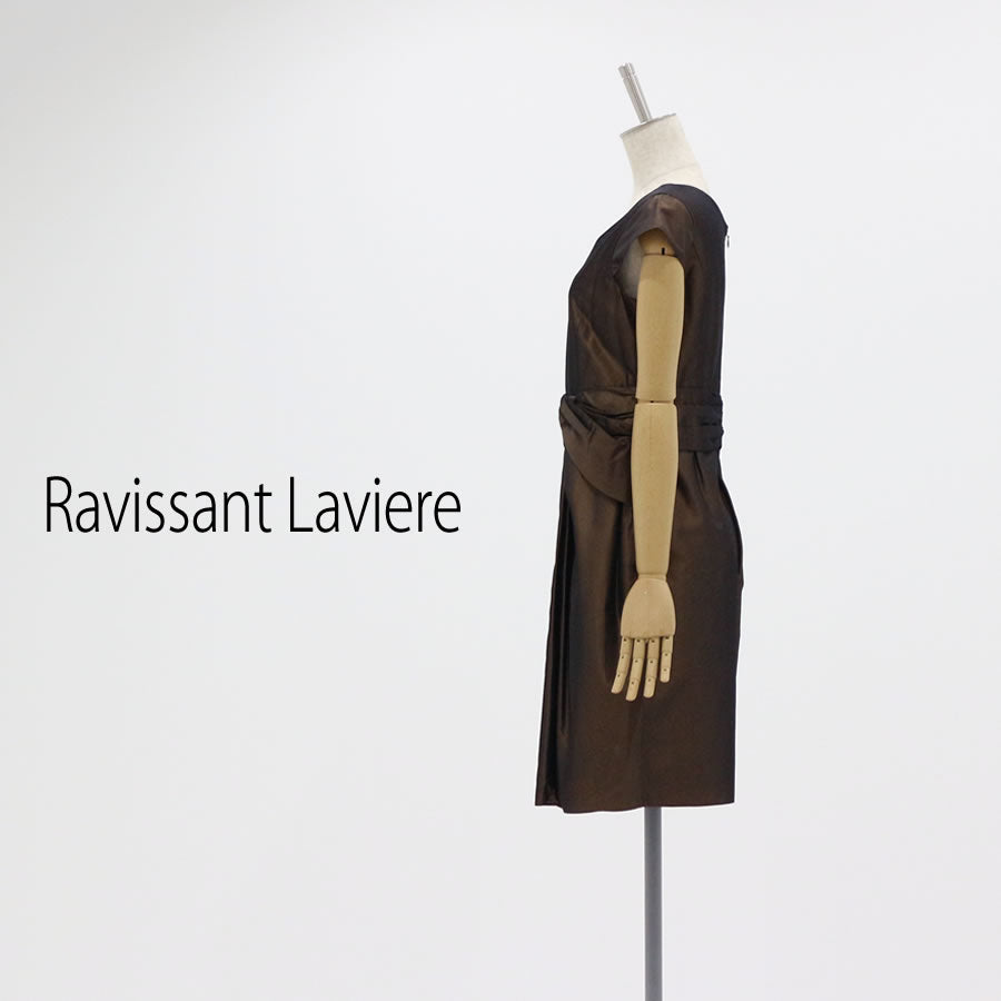 シャンブレー タフタ ワンピース(Lサイズ／ブラウン／Ravissant Laviere(ラヴィソン ラヴィエール)),春,夏,秋,冬,USED