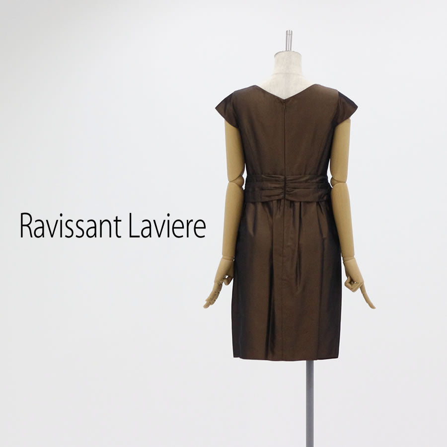 シャンブレー タフタ ワンピース(Lサイズ／ブラウン／Ravissant Laviere(ラヴィソン ラヴィエール)),春,夏,秋,冬,USED