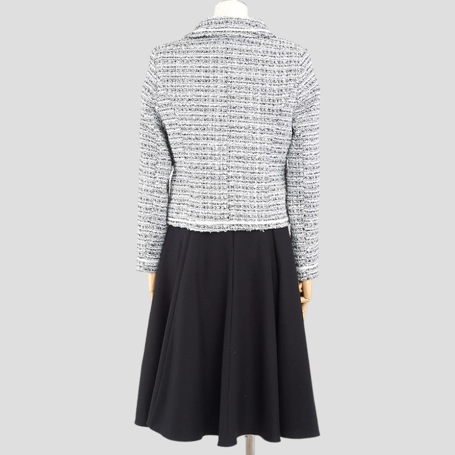 【セットアップ】ツイードテーラードジャケット&フレアワンピース(Mサイズ／ブラック／GIRL(ガール))
