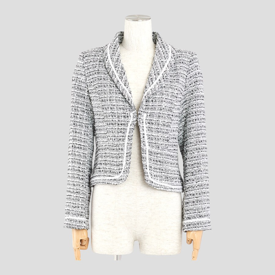 【セットアップ】ツイードテーラードジャケット&フレアワンピース(Mサイズ／ブラック／GIRL(ガール))