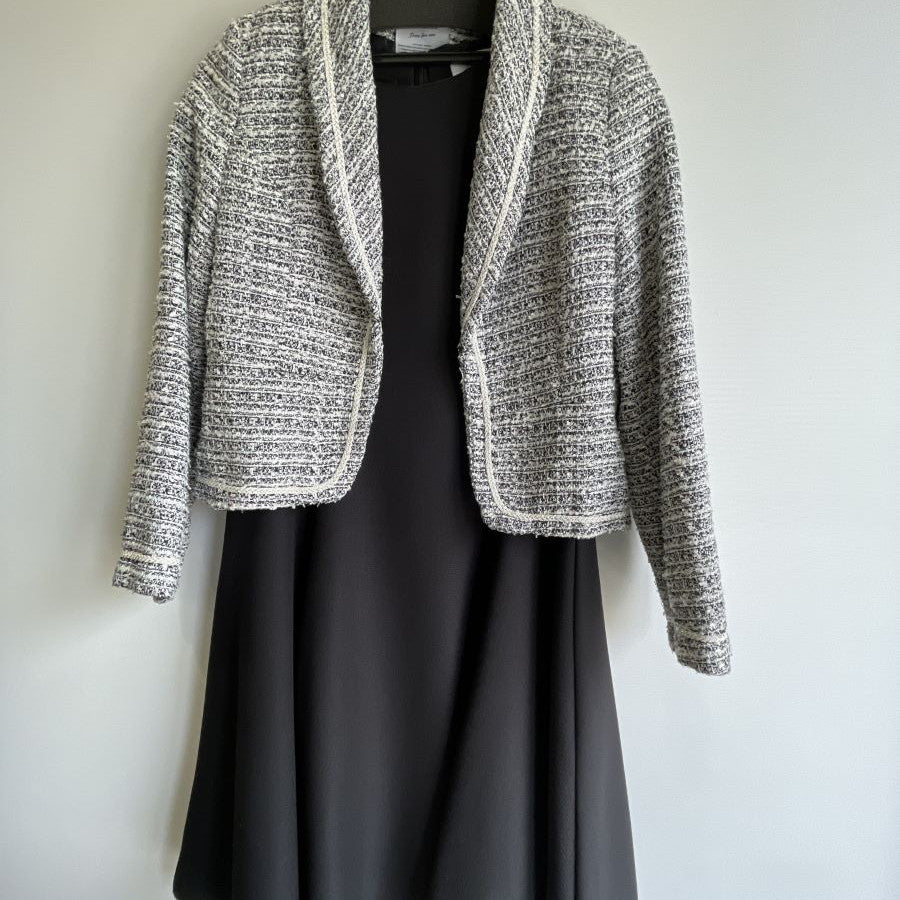 【セットアップ】ツイードテーラードジャケット&フレアワンピース(Mサイズ／ブラック／GIRL(ガール))