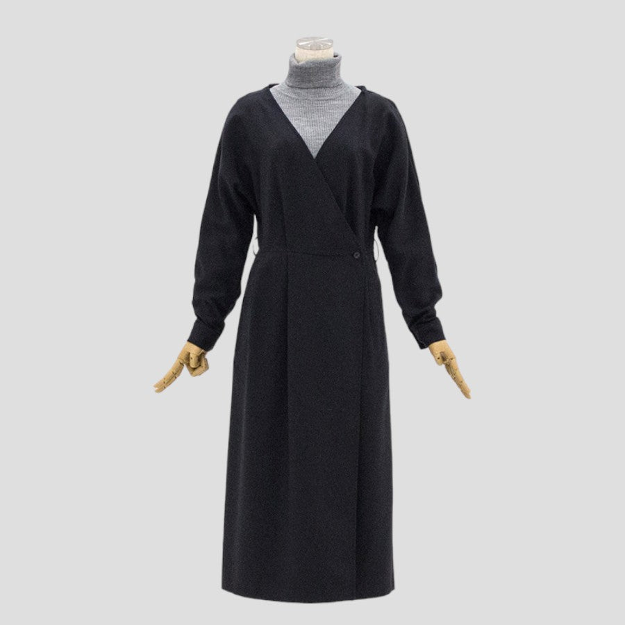 カシュクール タック ワンピース(Fサイズ／ネイビー／SLOBE IENA(スローブイエナ))USED