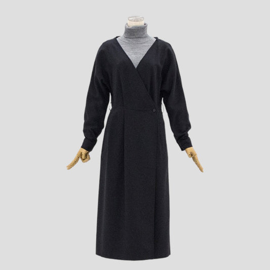 カシュクール タック ワンピース(Fサイズ／ネイビー／SLOBE IENA(スローブイエナ))USED