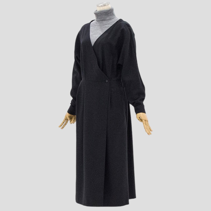 カシュクール タック ワンピース(Fサイズ／ネイビー／SLOBE IENA(スローブイエナ))USED