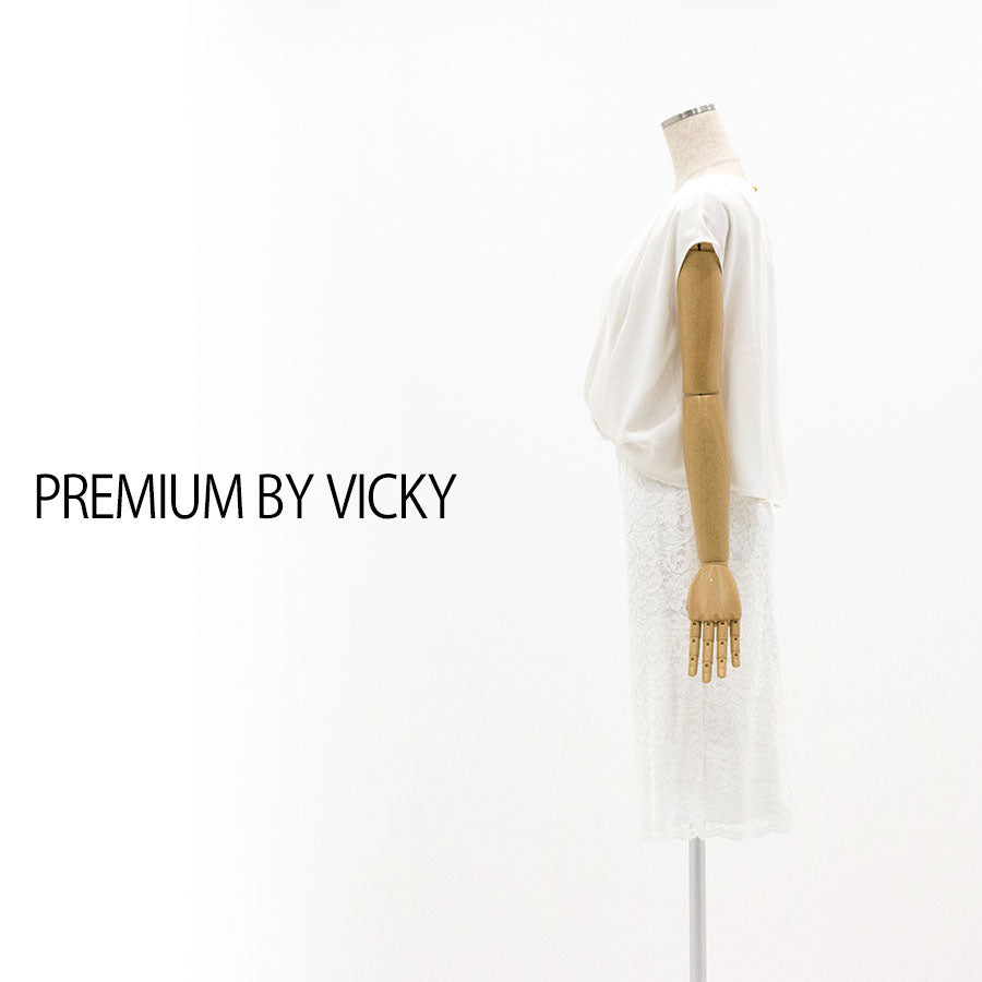 レース 異素材 カシュクールワンピース(Mサイズ／ホワイト／PREMIUM BY VICKY(プレミアム バイ ビッキー)),春,夏,秋,USED