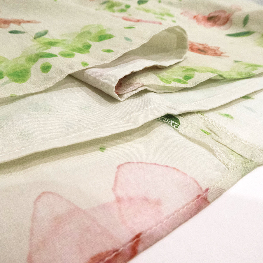 水彩 花柄 ワンピース(Sサイズ／グリーン／ENRICO DOMANI(エンリコドマーニ))USED