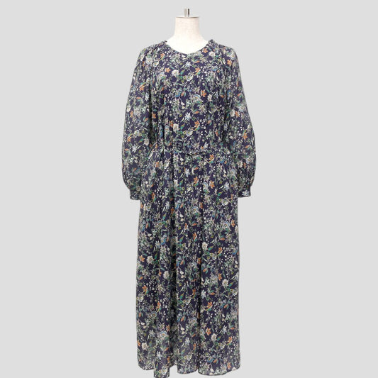 フラワープリントワンピース(Fサイズ／ネイビー／ENRICO DOMANI(エンリコドマーニ))USED