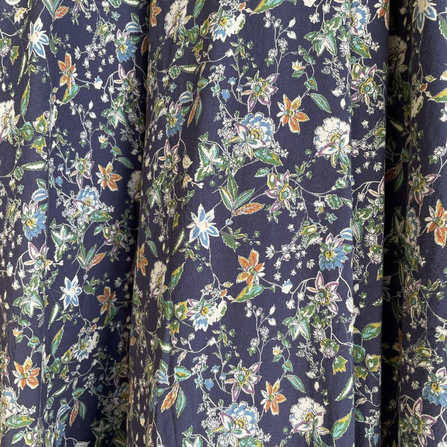 フラワープリントワンピース(Fサイズ／ネイビー／ENRICO DOMANI(エンリコドマーニ))USED