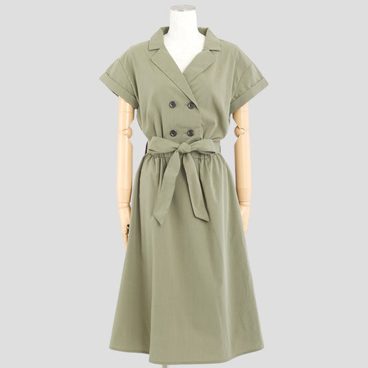 シャツ風ワンピース(Lサイズ／カーキ／FABIA(ファビア))USED