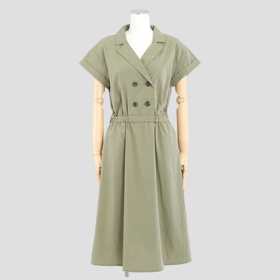 シャツ風ワンピース(Lサイズ／カーキ／FABIA(ファビア))USED