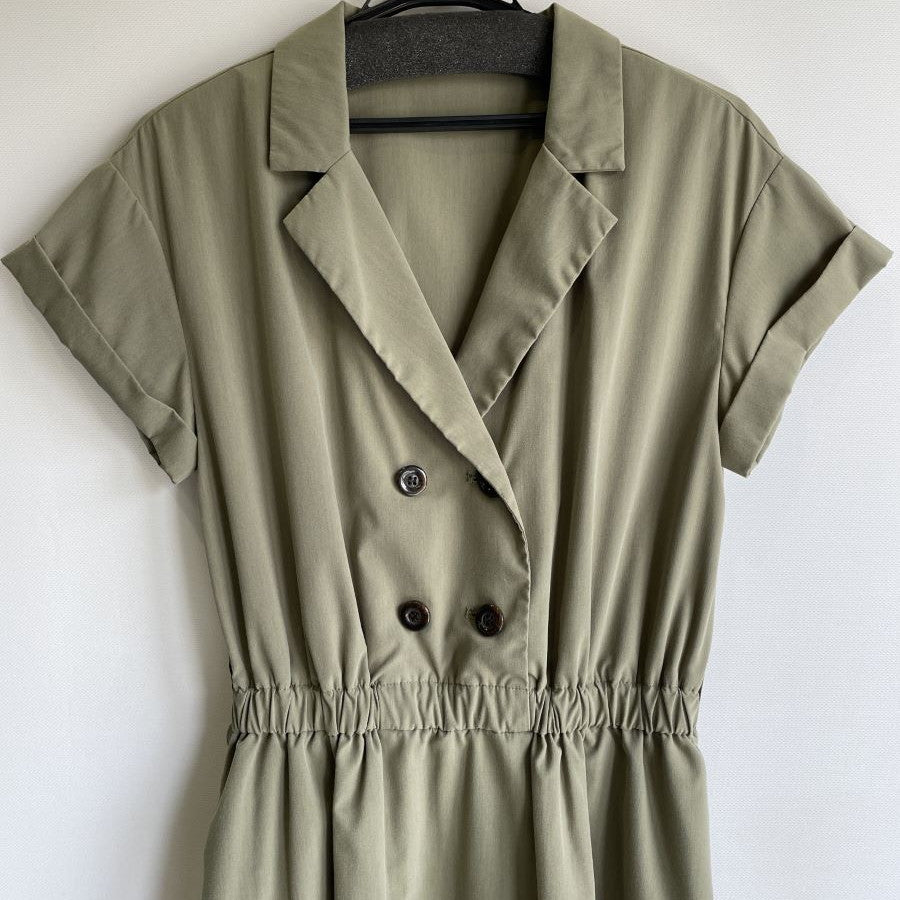 シャツ風ワンピース(Lサイズ／カーキ／FABIA(ファビア))USED