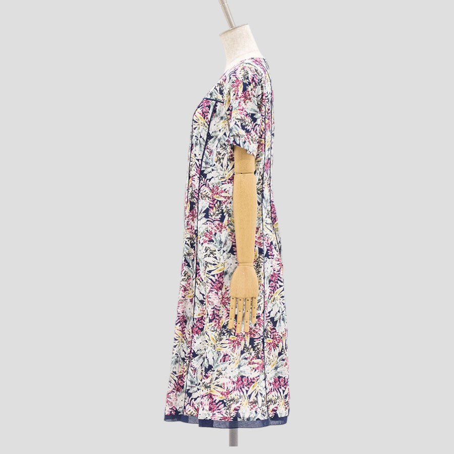 花柄 半袖 ワンピース(Sサイズ／ネイビー／IVISUTO(イヴィスト))USED