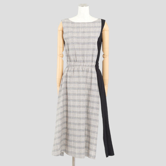 グレンチェック切替ワンピース(Lサイズ／グレー／Verseau(ヴェルソー))USED