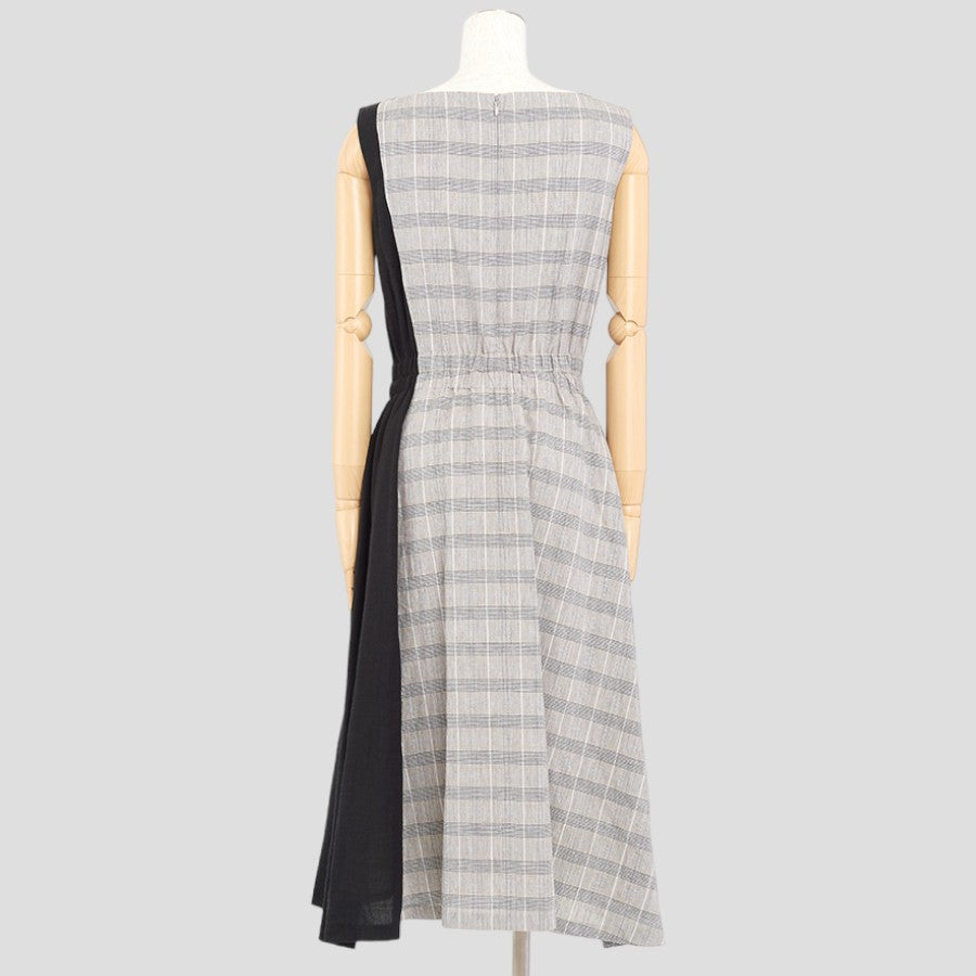 グレンチェック切替ワンピース(Lサイズ／グレー／Verseau(ヴェルソー))USED