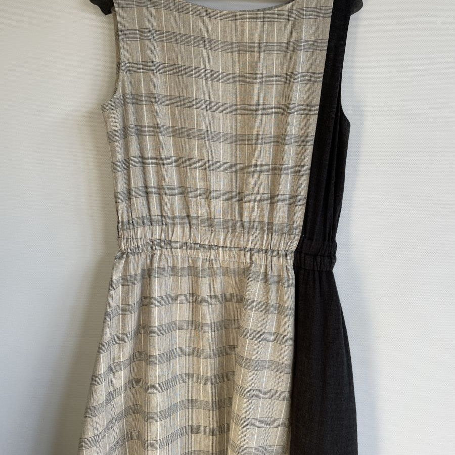 グレンチェック切替ワンピース(Lサイズ／グレー／Verseau(ヴェルソー))USED