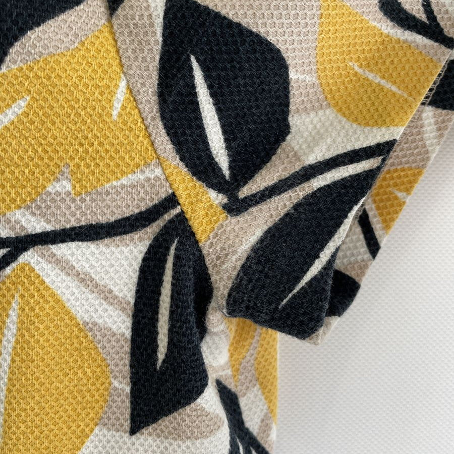 ストレッチピケ・ボタンワンピース(Lサイズ／イエロー／DoCLASSE(ドゥクラッセ))USED