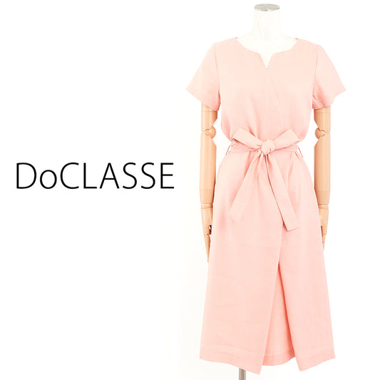 ストレッチリネン・カッティングワンピース(Mサイズ／ピンク／DoCLASSE(ドゥクラッセ))USED
