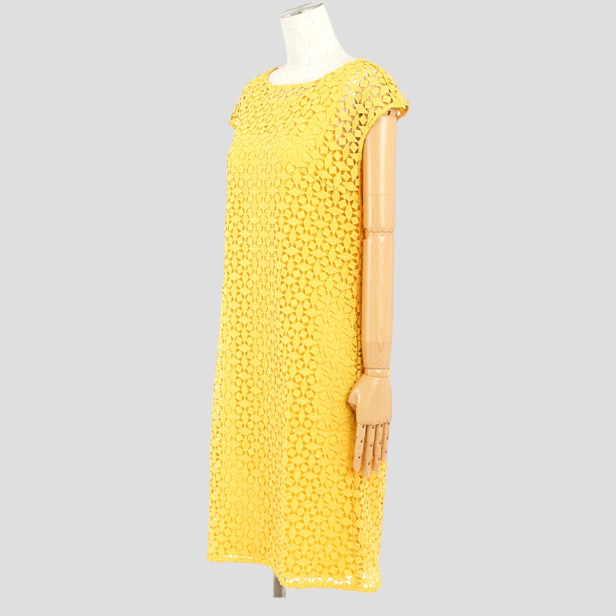 総レース・レイヤードワンピース(Mサイズ／イエロー／DoCLASSE(ドゥクラッセ))USED