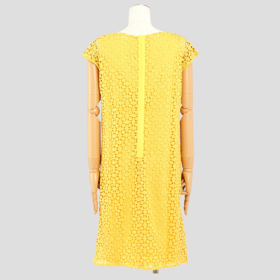 総レース・レイヤードワンピース(Mサイズ／イエロー／DoCLASSE(ドゥクラッセ))USED