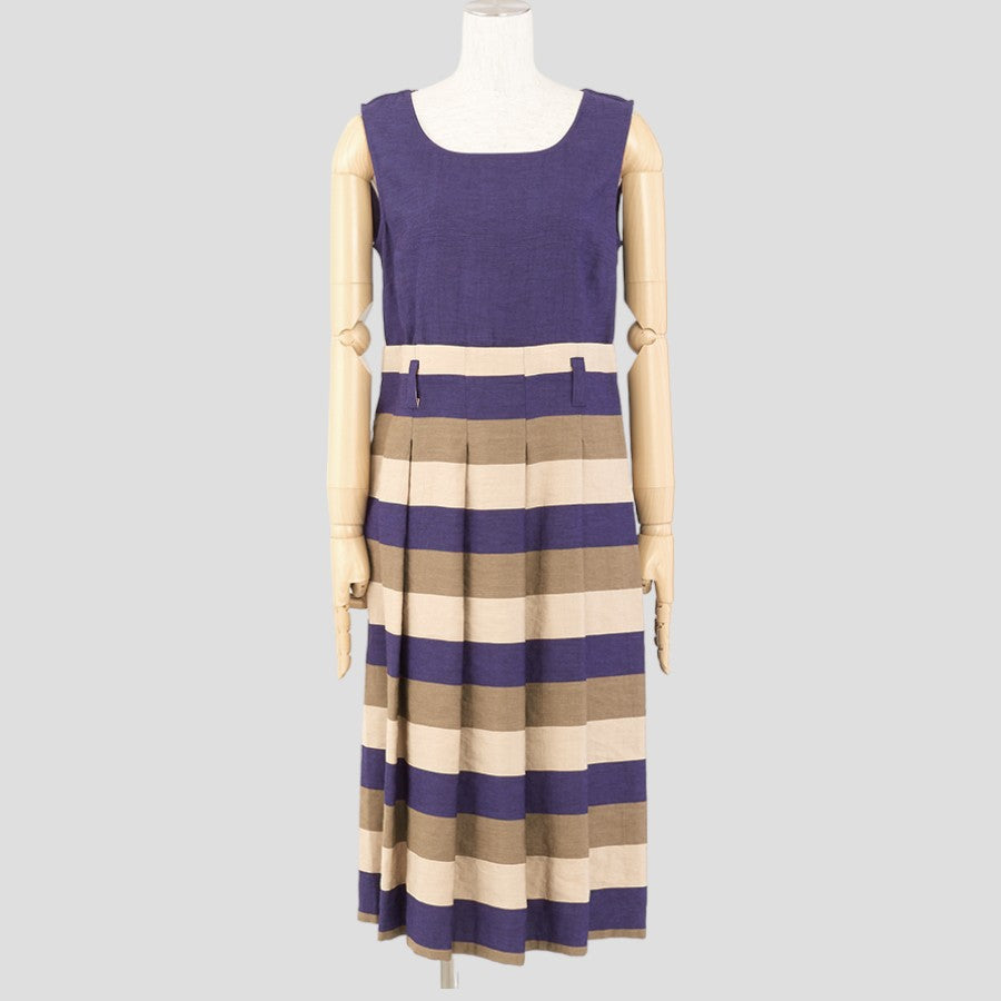 ボーダー切替ワンピース(Mサイズ／パープル・ワイン・ボルドー／IL VENTO & LA SETA(イル ヴェント アンド ラ セータ))USED