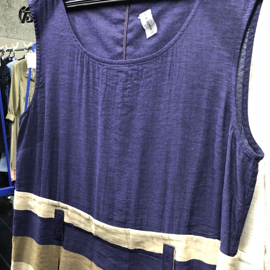 ボーダー切替ワンピース(Mサイズ／パープル・ワイン・ボルドー／IL VENTO & LA SETA(イル ヴェント アンド ラ セータ))USED