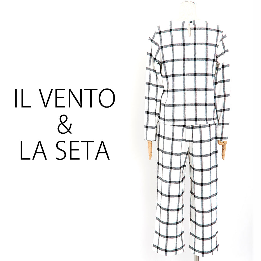 ラインチェックセットアップ(Lサイズ／ホワイト／IL VENTO & LA SETA(イル ヴェント アンド ラ セータ))USED