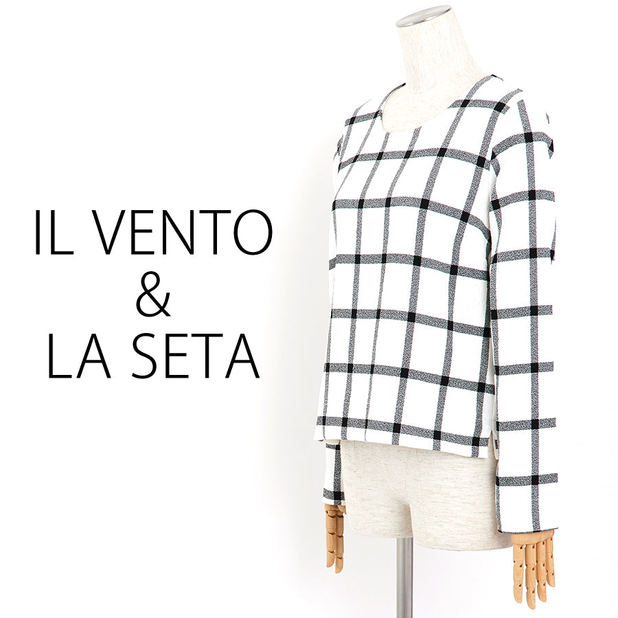 ラインチェックセットアップ(Lサイズ／ホワイト／IL VENTO & LA SETA(イル ヴェント アンド ラ セータ))USED