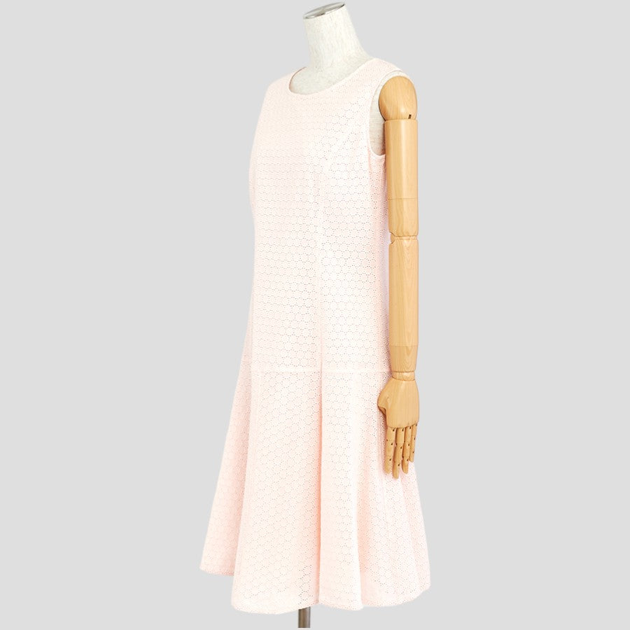 レースシャーリング裾フレアワンピース(Lサイズ／ピンク／PLUSIV(プラッシヴ))USED