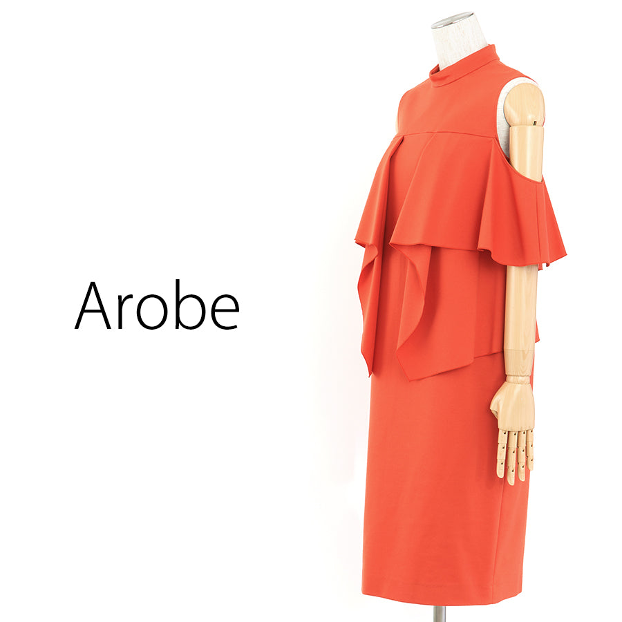 ラッフルドレス(Mサイズ／オレンジ／Arobe(アローブ)),夏,秋,USED