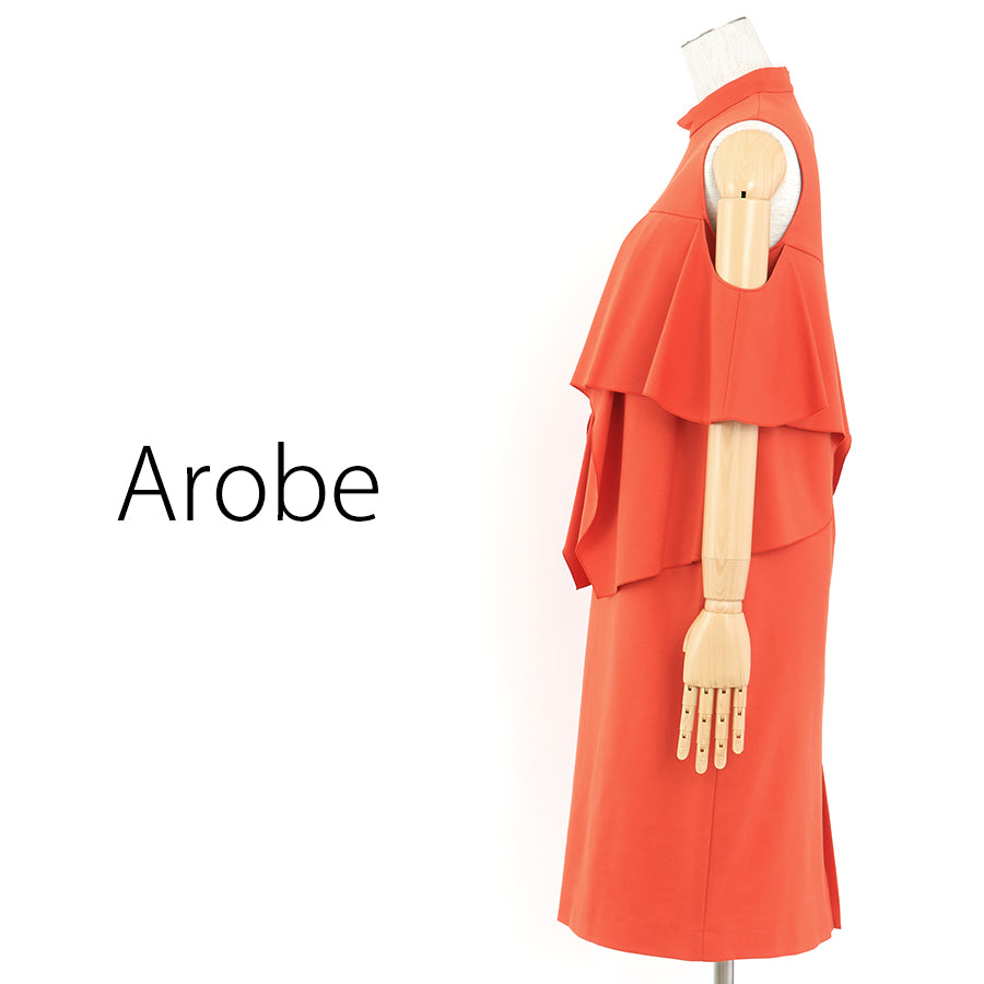 ラッフルドレス(Mサイズ／オレンジ／Arobe(アローブ)),夏,秋,USED