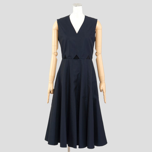 パネルフレアドレス(Mサイズ／ネイビー／Arobe(アローブ))USED