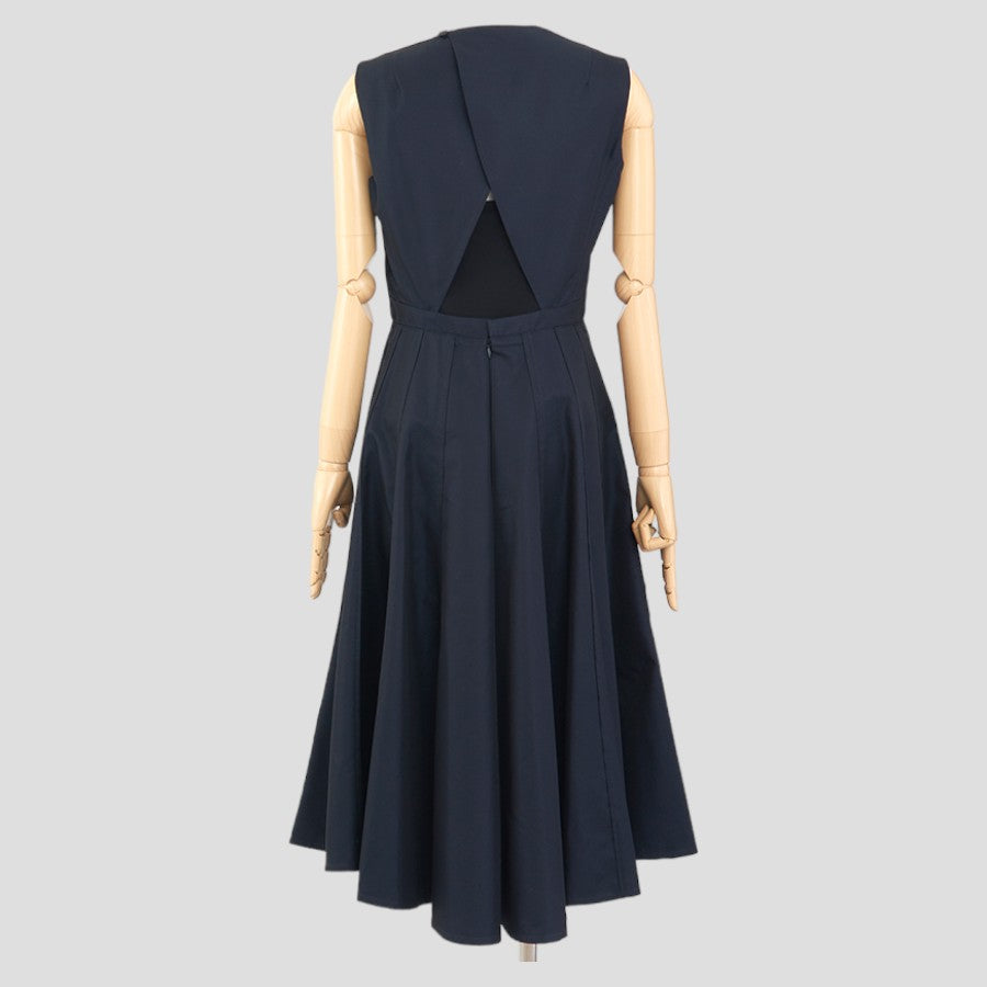 パネルフレアドレス(Mサイズ／ネイビー／Arobe(アローブ))USED