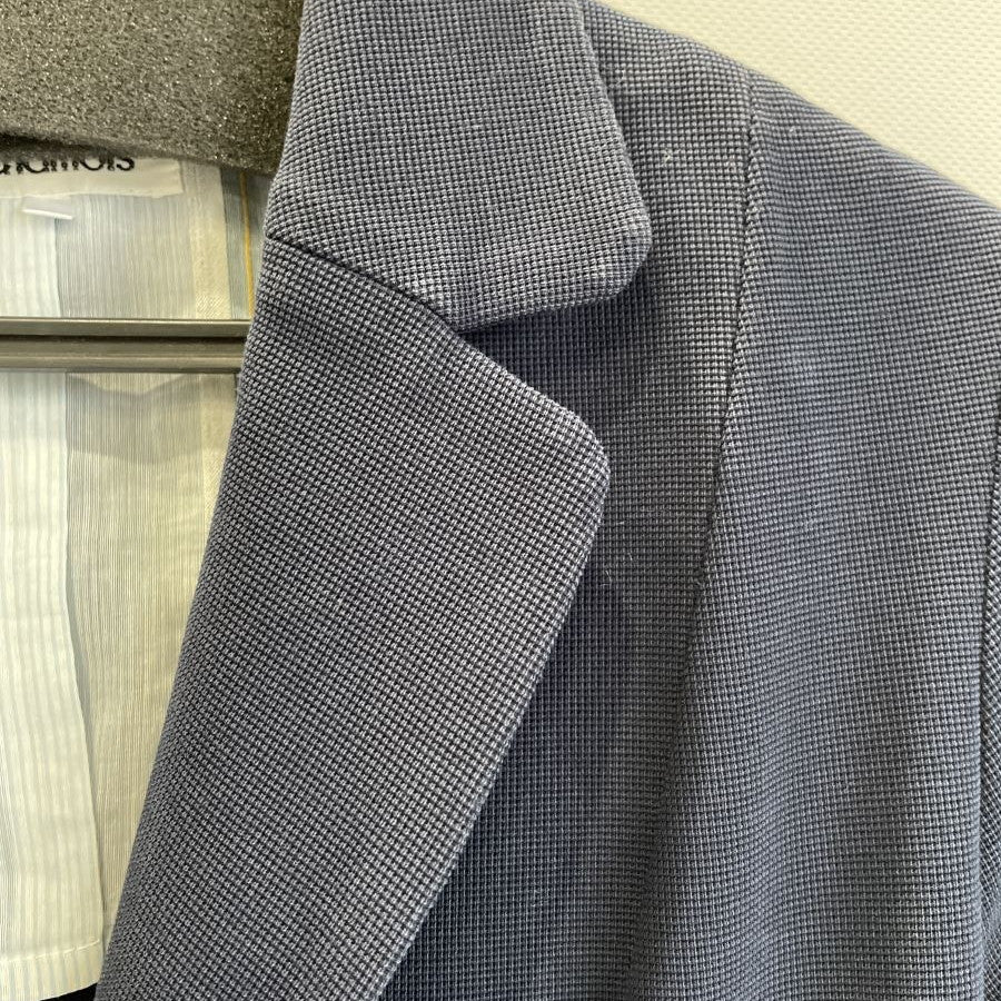 ストライプ裏地 ジャージージャケット(Mサイズ／ネイビー／Chamois(シャミー))USED