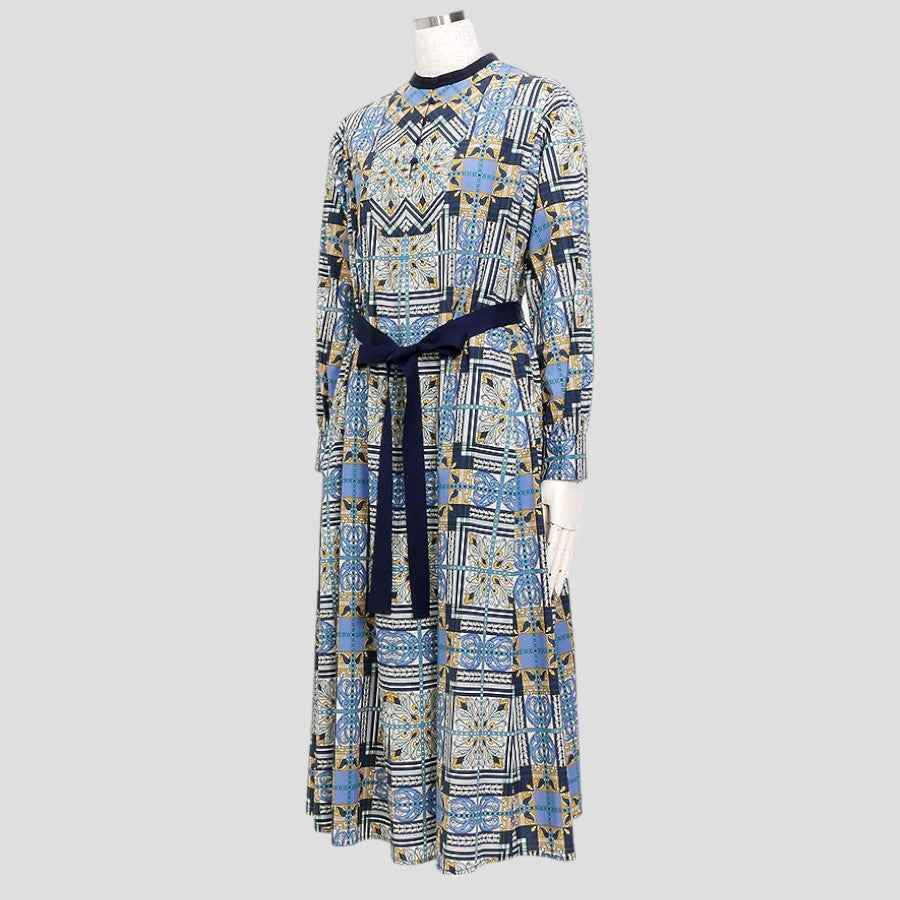 ジオメトリックオーナーワンピース(Mサイズ／ブルー・水色／mila schon(ミラ・ショーン)),春,秋,USED