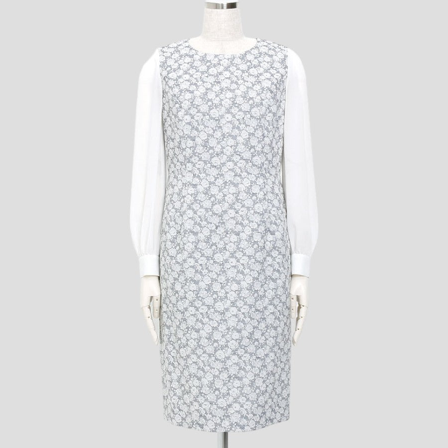 シアースリーブ花柄タイトワンピース(Mサイズ／グレー／R.Deux(アールドゥ))USED