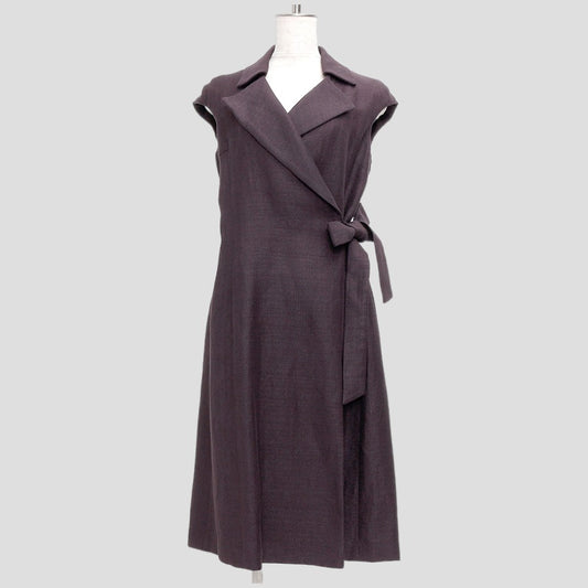 テーラードカラー ラップワンピース(Mサイズ／パープル・ワイン・ボルドー／DAMA collection(ダーマ・コレクション))