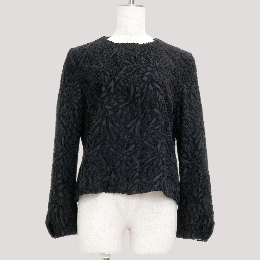 フラワーデザインジャケット(Lサイズ／ブラック／Double(ドゥーブレ))USED