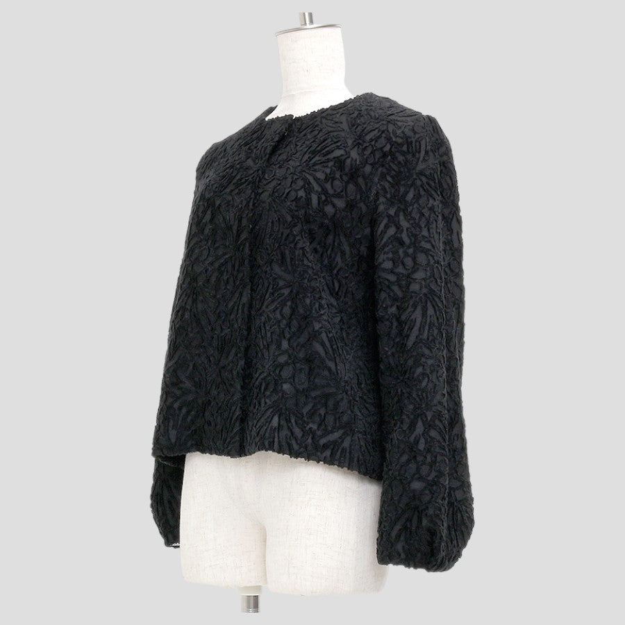 フラワーデザインジャケット(Lサイズ／ブラック／Double(ドゥーブレ))USED