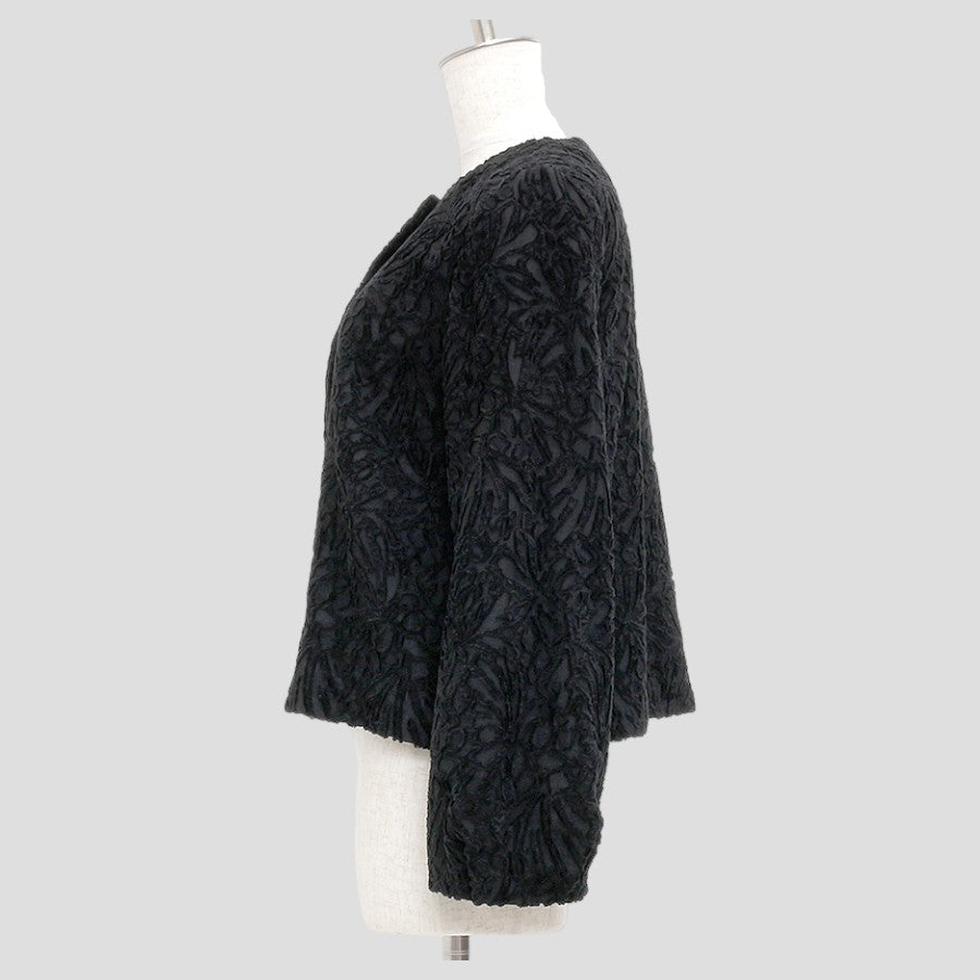 フラワーデザインジャケット(Lサイズ／ブラック／Double(ドゥーブレ))USED