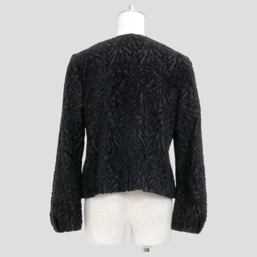 フラワーデザインジャケット(Lサイズ／ブラック／Double(ドゥーブレ))USED