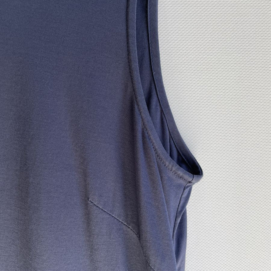 フリル ティアードノースリーブワンピース(Lサイズ／ネイビー／Eclatant(エクラタン))USED