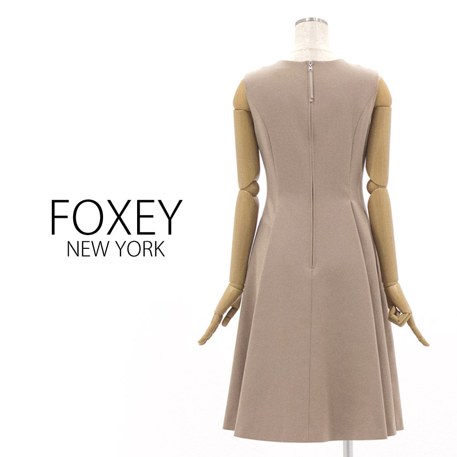 両サイド リボン ワンピース(Lサイズ／ベージュ／FOXEY(フォクシー))USED