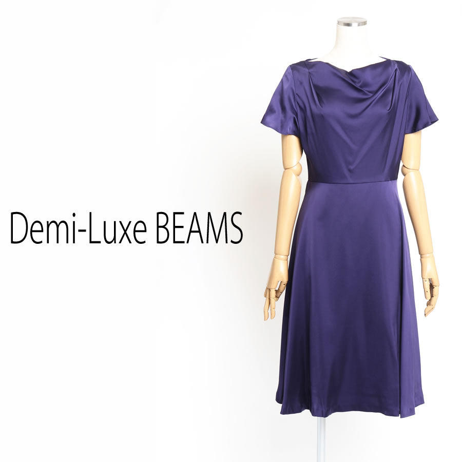 サテン ドレープワンピース(Mサイズ／パープル・ワイン・ボルドー／Demi-Luxe BEAMS(デミルクス ビームス))