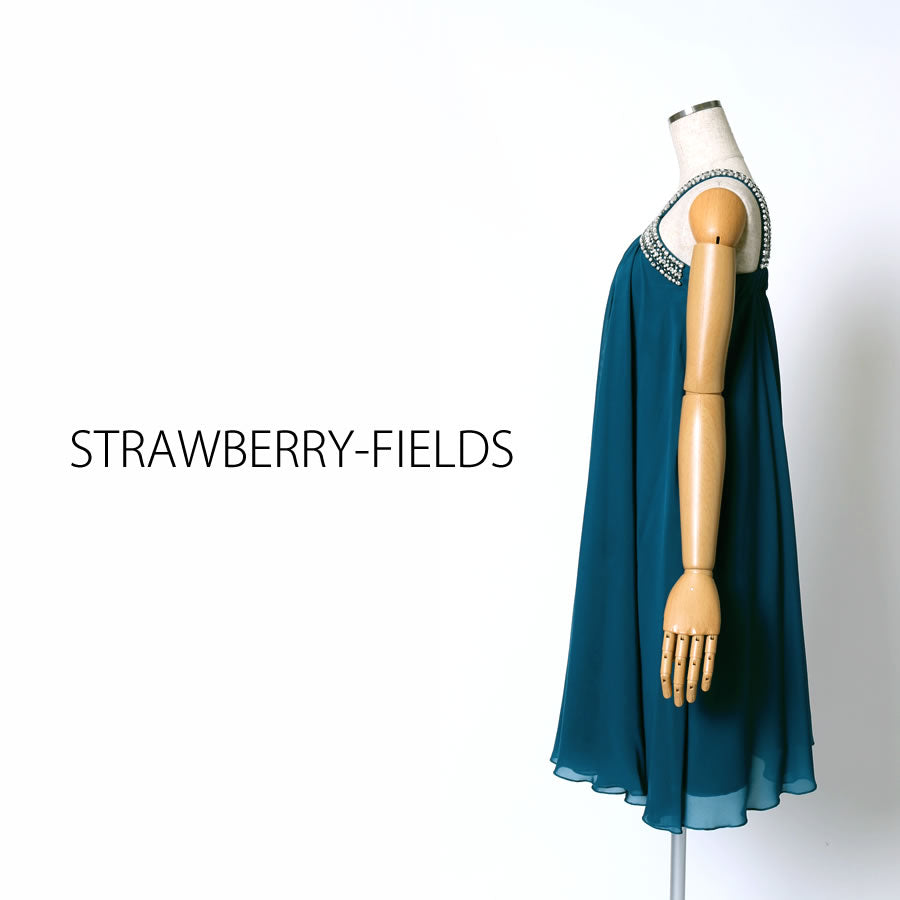 ビジュー?クロス?シフォン?ワンピース(Mサイズ／グリーン／STRAWBERRY-FIELDS(ストロベリーフィールズ))