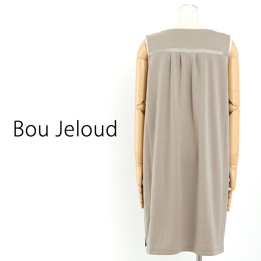 ボタニカル柄風タックワンピース(Mサイズ／ベージュ／Bou Jeloud(ブージュルード))