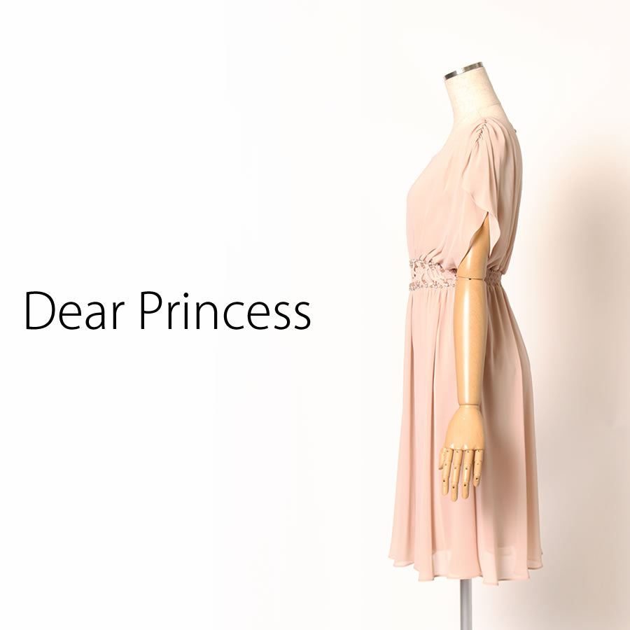 シフォン ビジュー ウエストワンピース(Mサイズ／ベージュ／Dear Princess(ディアプリンセス))