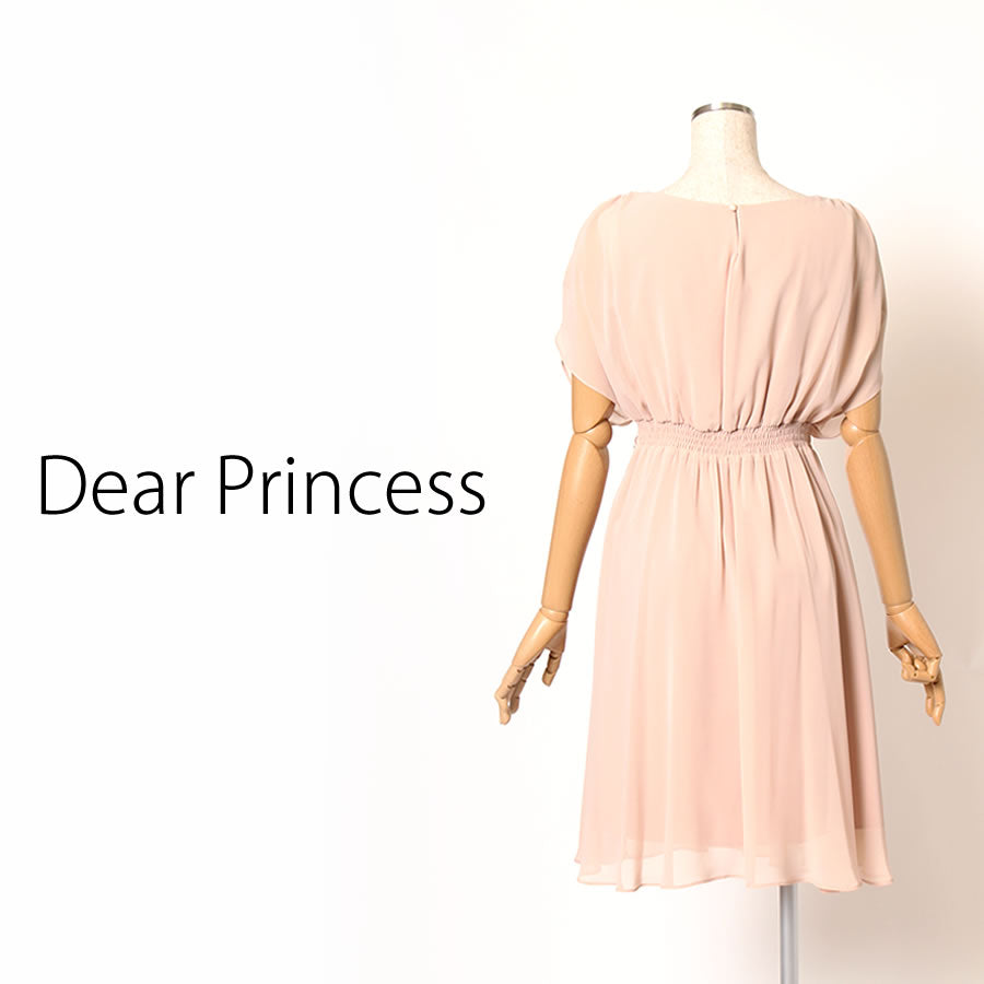 シフォン ビジュー ウエストワンピース(Mサイズ／ベージュ／Dear Princess(ディアプリンセス))